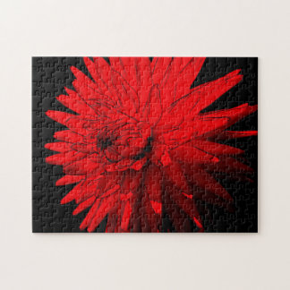 Puzzle Flor de Dahlia caliente roja Abstrato arte
