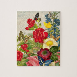 Puzzle Flor de época Bouquet con mariposas