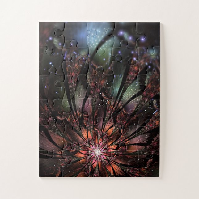 Puzzle Flor de fantasía fractal suave y delicada (Vertical)