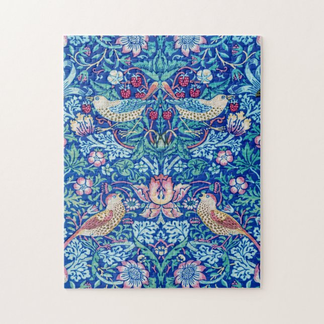 Puzzle Flor de fresa azul, William Morris (Vertical)