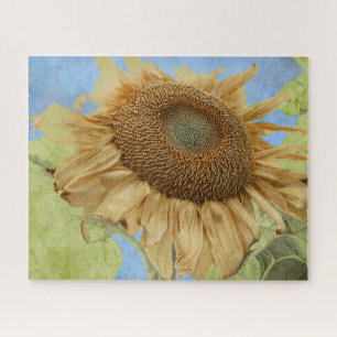 Puzzle Flor de girasol amarillo azul boho rústico de la 