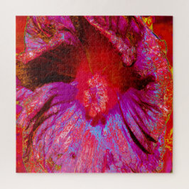 Puzzle Flor de Hibiscus Rojo Retro Trippy Psicodélico