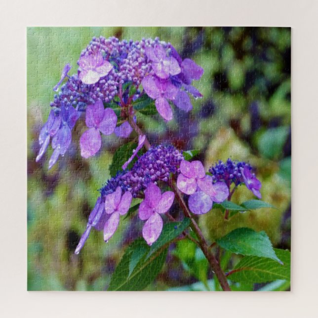 Puzzle Flor de hidrangea morada y grita (Vertical)