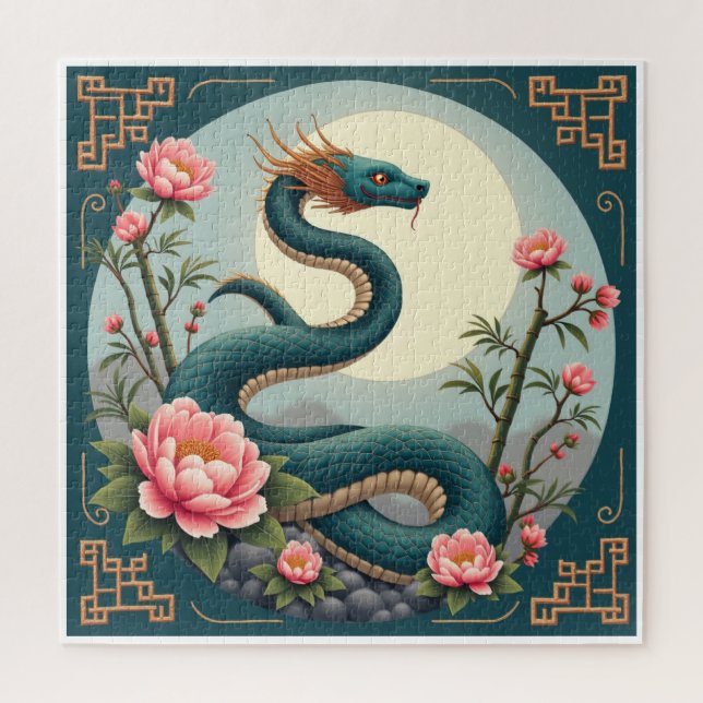 Puzzle flor de loto Serpiente Azul (Vertical)