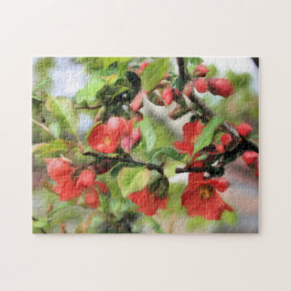 Puzzle Flor de membrillo en flor roja Naturaleza