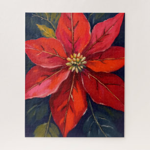 Puzzle Flor de Navidad Poinsettia Roja Pintada