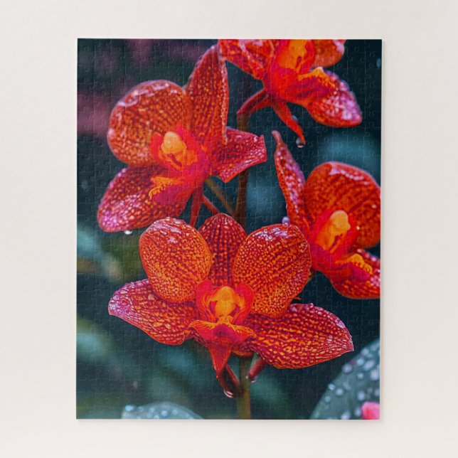 Puzzle flor de orquídea roja (Vertical)