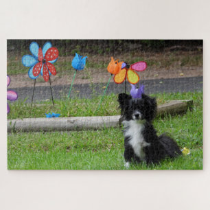 Puzzle Flor de primavera blanca y negra