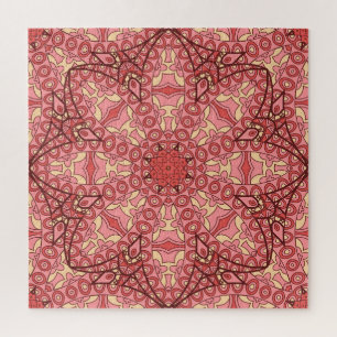 Puzzle Flor De Resumen Étnico, Mandalas Seamless.