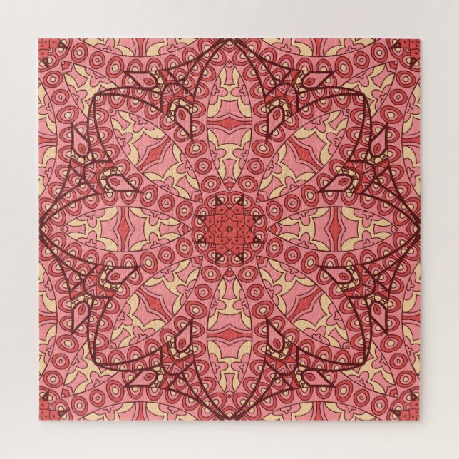 Puzzle Flor De Resumen Étnico, Mandalas Seamless. (Vertical)