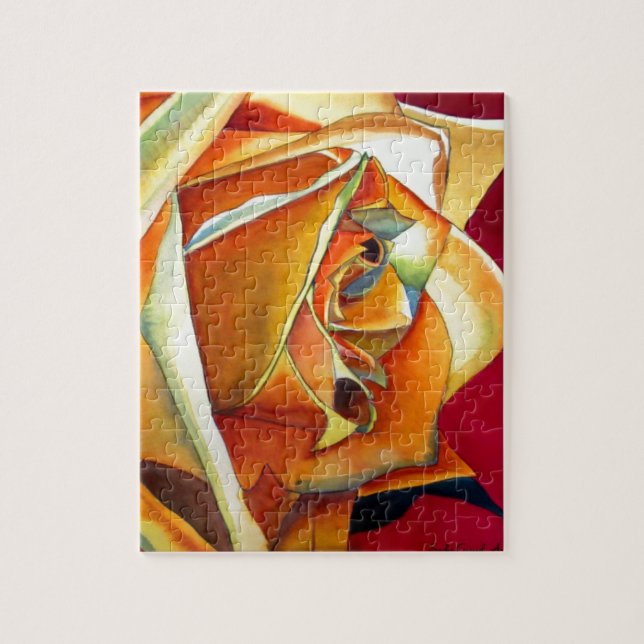 Puzzle Flor de rosa amarilla original acuarela Art (Vertical)