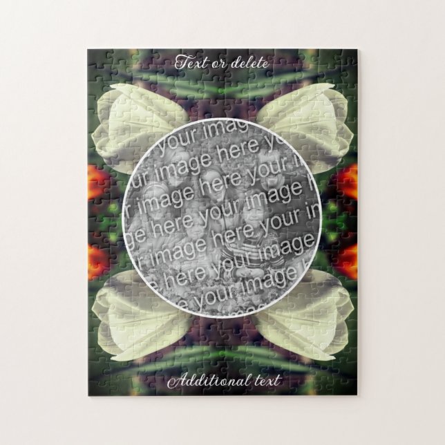 Puzzle Flor de tulipán blanco personalizada Añadir su pro (Vertical)