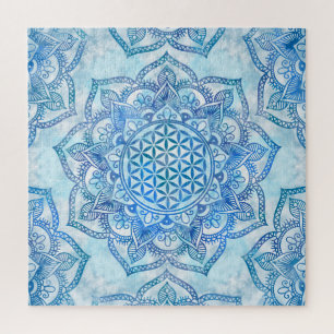 Puzzle Flor de vida en Lotus - Gentle Sky Blue