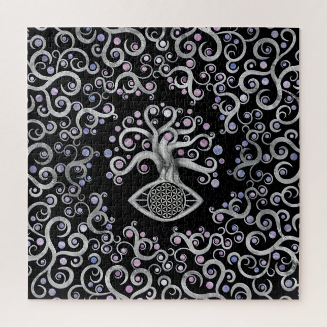 Puzzle Flor de vida - Ornamento de árbol de ojos (Vertical)