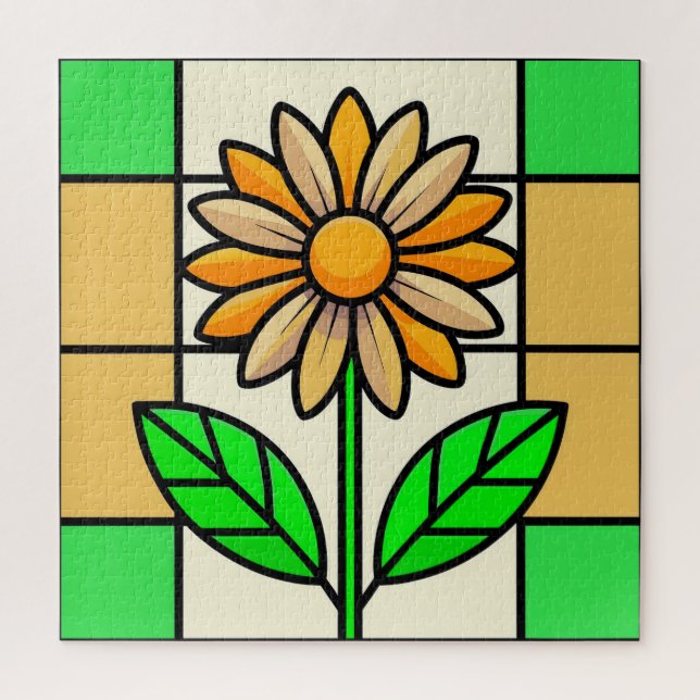Puzzle Flor de vidrio manchado (Vertical)