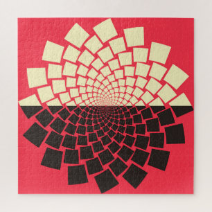 Puzzle Flor estilizada: marfil rojo negro