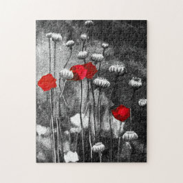 Puzzle Flor Flor Floral de plantilla de pintura rojo blan