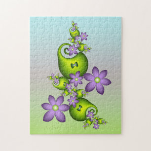 Puzzle Flor Floral Fantasía Lilac Flores Formas verdes Fr