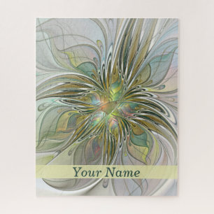Puzzle Flor Fractal floral moderna W. Gold Name
