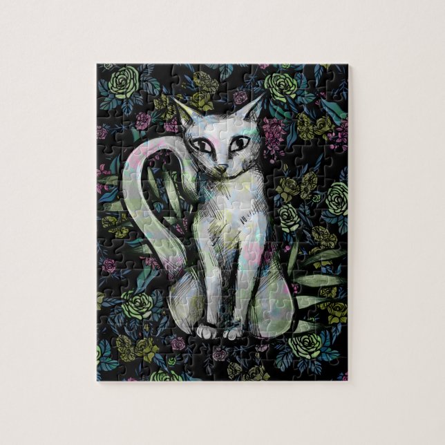 Puzzle Flor gato blanco Flor de Caturday (Vertical)