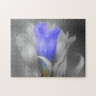 Puzzle Flor Gentiana Azul En Naturaleza Blanca Y Negra