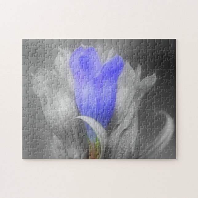 Puzzle Flor Gentiana Azul En Naturaleza Blanca Y Negra (Horizontal)