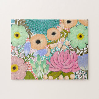 Puzzle Flor Jardín Gouache Pintura 252 pieza