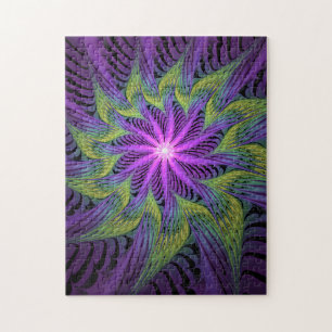 Puzzle Flor moderna abstracta fractal arte púrpura verde