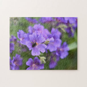 Puzzle Flor morada y jardín de fotografía de la naturalez