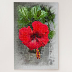 Puzzle Flor roja brillante