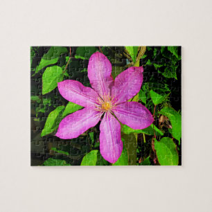 Puzzle Flor rosa brillante y fondo verde