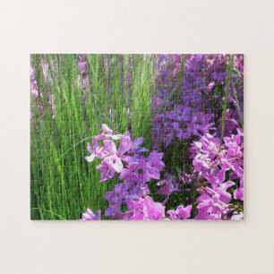 Puzzle Flor rosa de verano y hierba