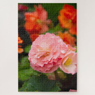 Puzzle Flor rosa delgada después de la lluvia