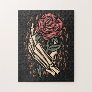Puzzle Flor Rosa Flor Flor gótica floral mano de esquelet