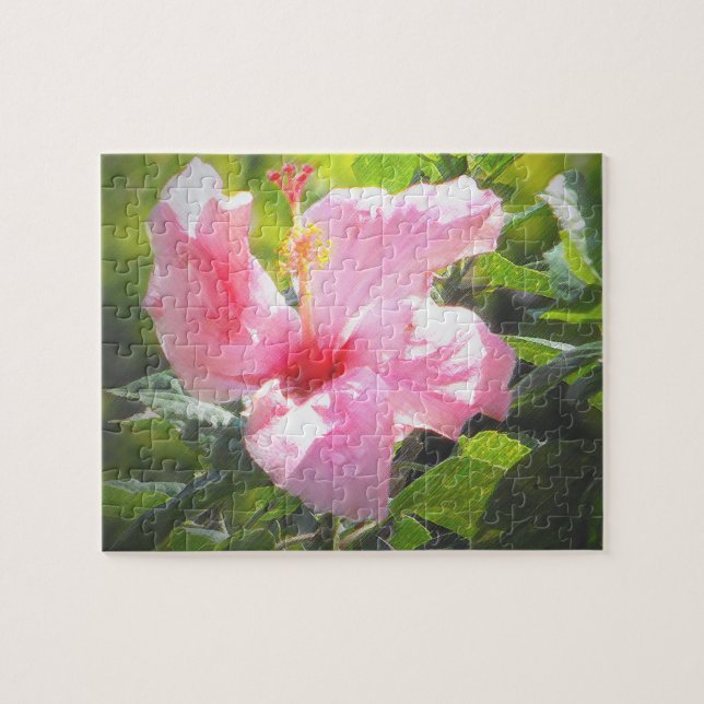 Puzzle Flor rosa hibiscus (Horizontal)