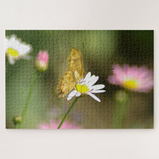 Puzzle Flor rosa y amarilla de mariposa (Horizontal)