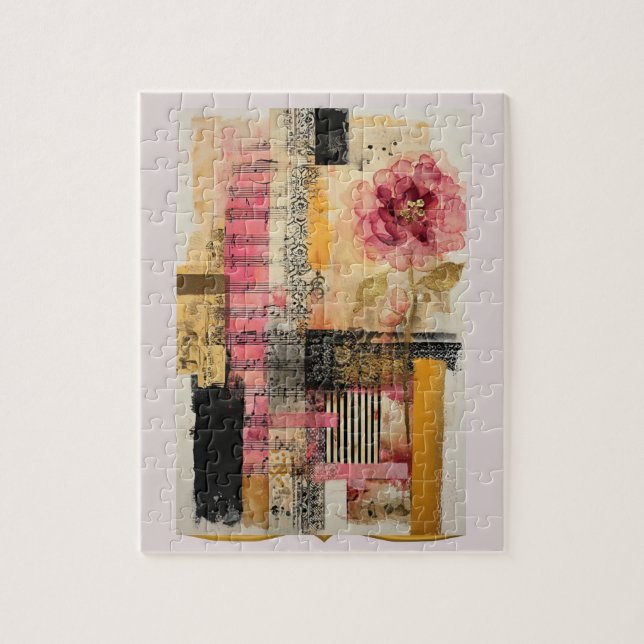 Puzzle Flor Rosa Y Notas De Música (Vertical)
