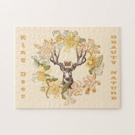 Puzzle Flor Rústica Vintage de venado moderno