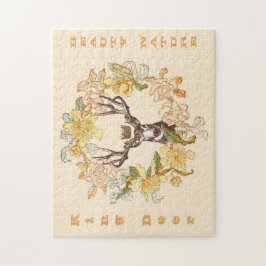 Puzzle Flor Rústica Vintage de venado moderno