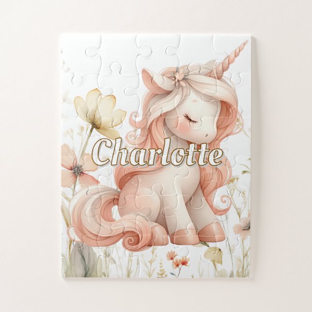 Puzzle Flor silvestre de unicornio pastel caprichosa (Vertical)