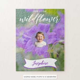 Puzzle Flor Silvestre Morada Personalizada Con Foto y Nom