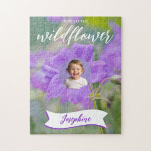Puzzle Flor Silvestre Morada Personalizada Con Foto y Nom