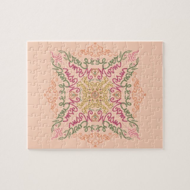 Puzzle Flor Soft melocotón caleidoscópico Script Mejor Ma (Horizontal)
