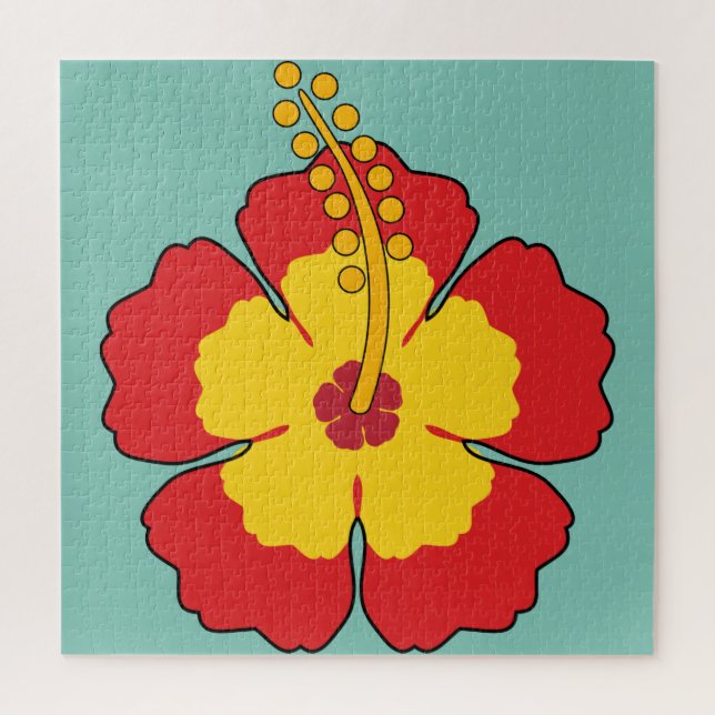 Puzzle Flor tropical hibiscus roja (Vertical)