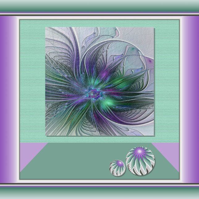 Puzzle Flor verde morada Moderna Resumen arte fractal (Subido por el creador)
