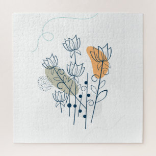Puzzle Flor y hojas poster