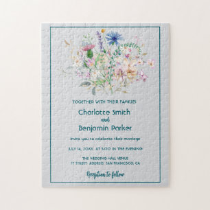 Puzzle Flora de flores silvestres acuarelas simples boda