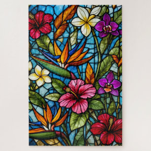 Puzzle Floración Tropical en Vidrio Pintado Floral Vibran