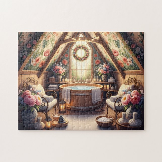 Puzzle Floral Attic Spa Peaceful Jacuzzi Retreat (Horizontal)