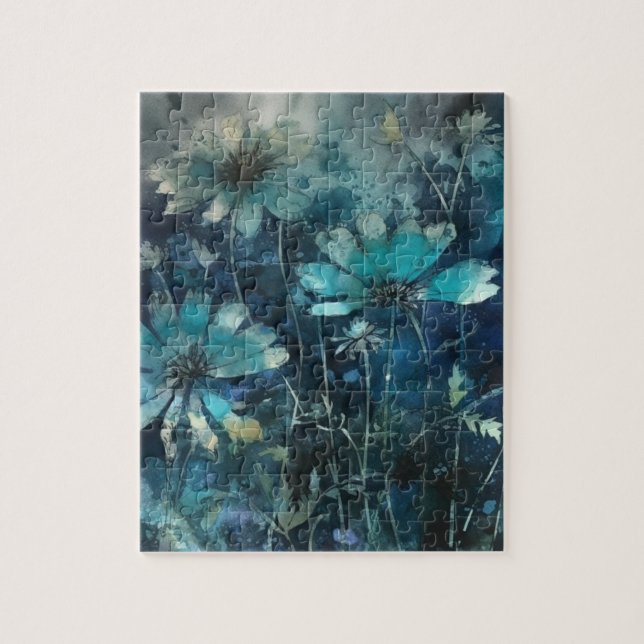 Puzzle Floral azul (Vertical)